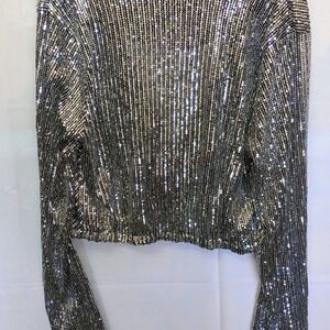 Silver Sequin Women's Top